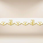 Pizzo ricamato con delicato ricamo dorato