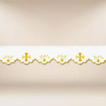 Pizzo ricamato con delicato ricamo dorato