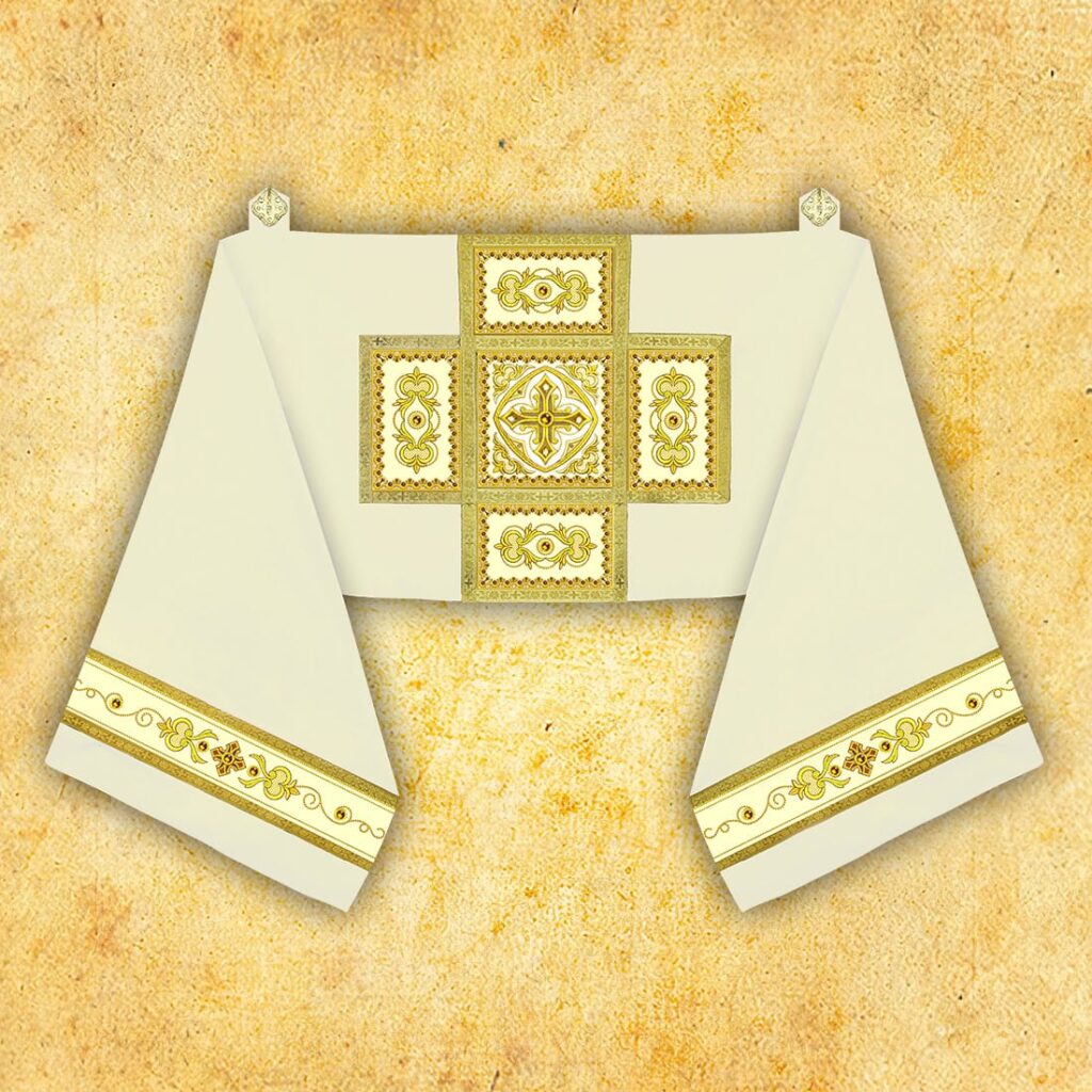 Velo Omerale ricamato ecru con croce