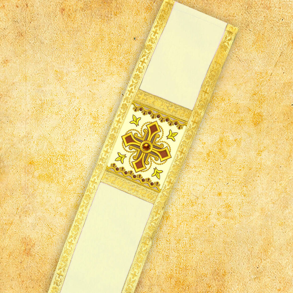 Stola diaconale ecru ricamata con croci