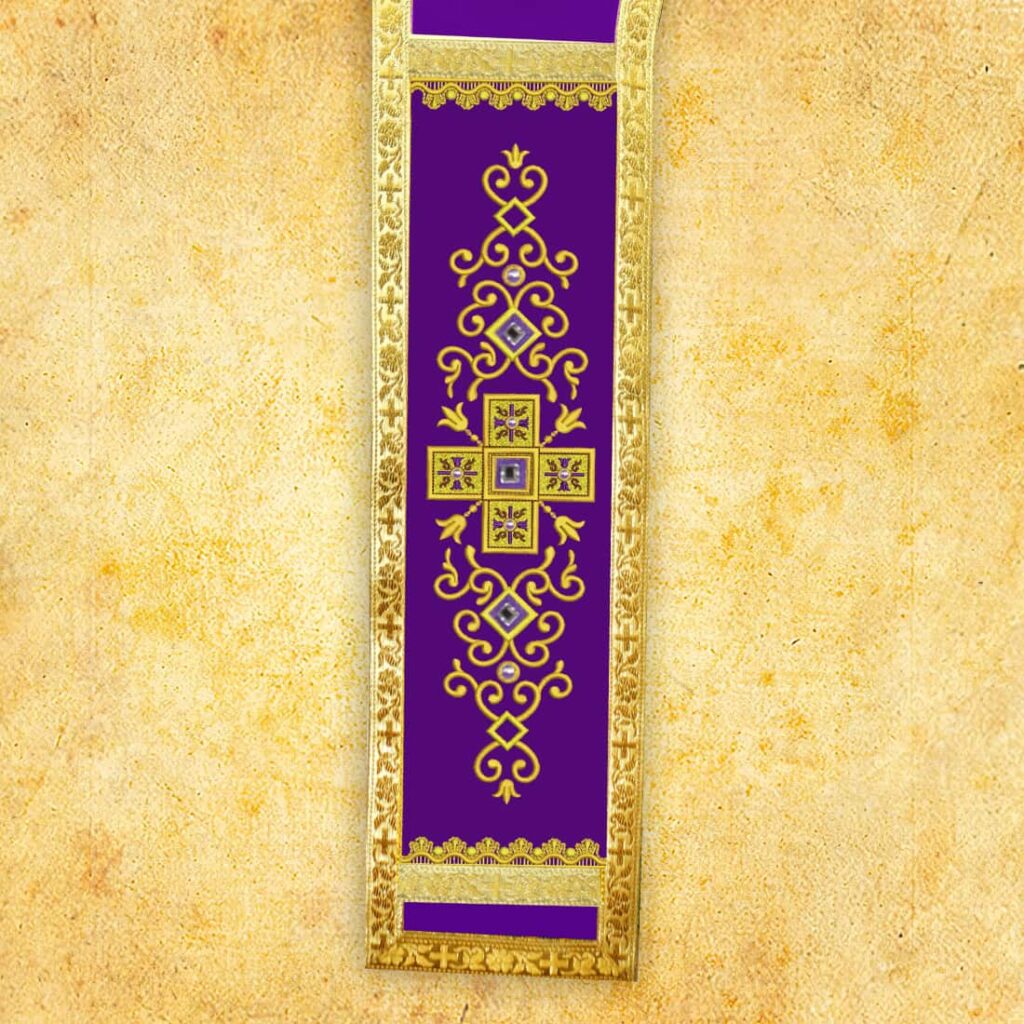 Stola diaconale viola ricamata