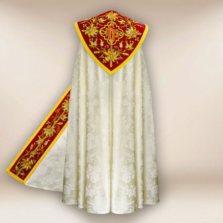 Piviale ricamata ecru bordeaux