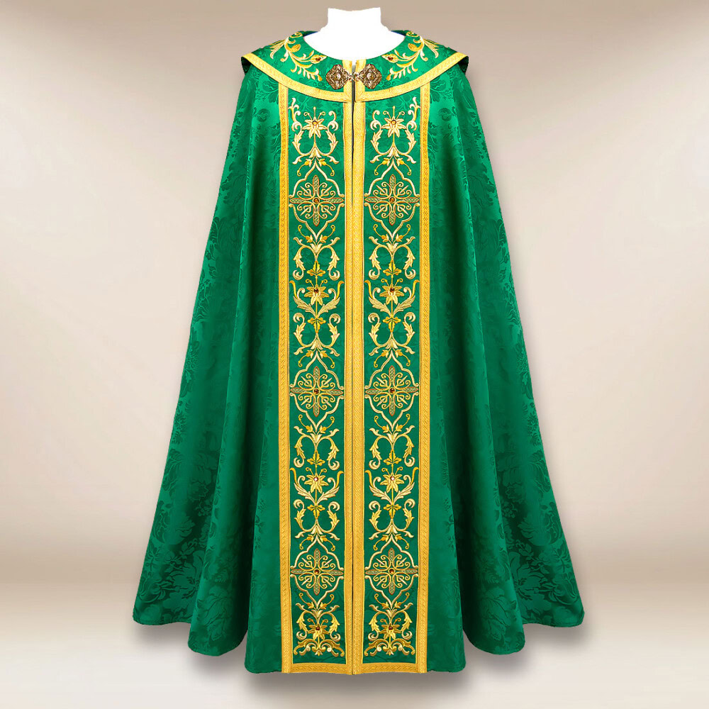 Piviale liturgico ricamato verde