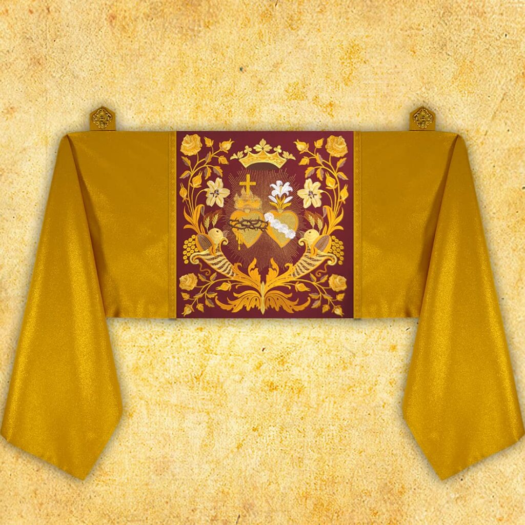 Velo omerale ricamato Cuore di Gesù e Maria