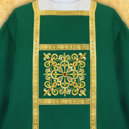 Dalmatica liturgica verde ricamata