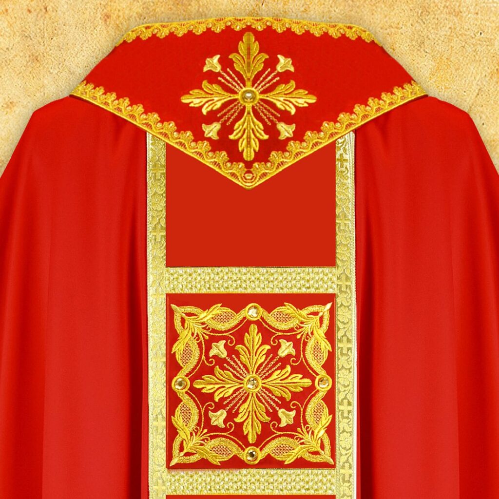 Elegante casula ricamata rossa