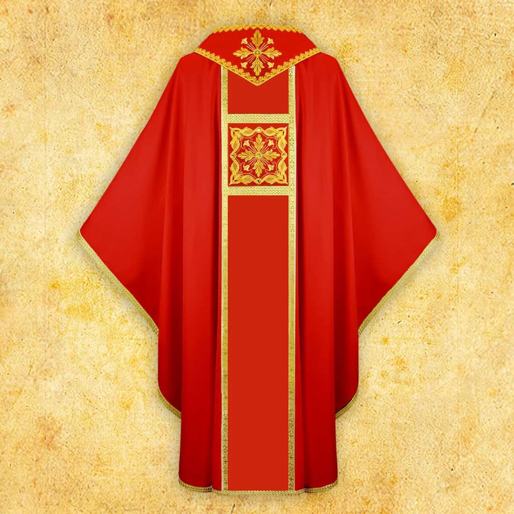 Elegante casula ricamata rossa