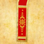 Stola diaconale rossa ricamata