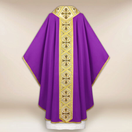 Casula ricamata viola con croci