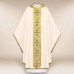 Casula ricamata ecru con croci