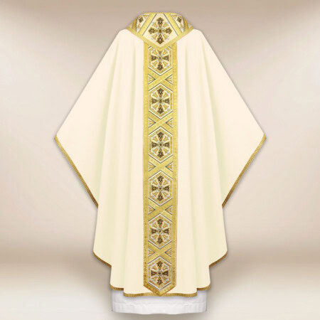 Casula ricamata ecru con croci