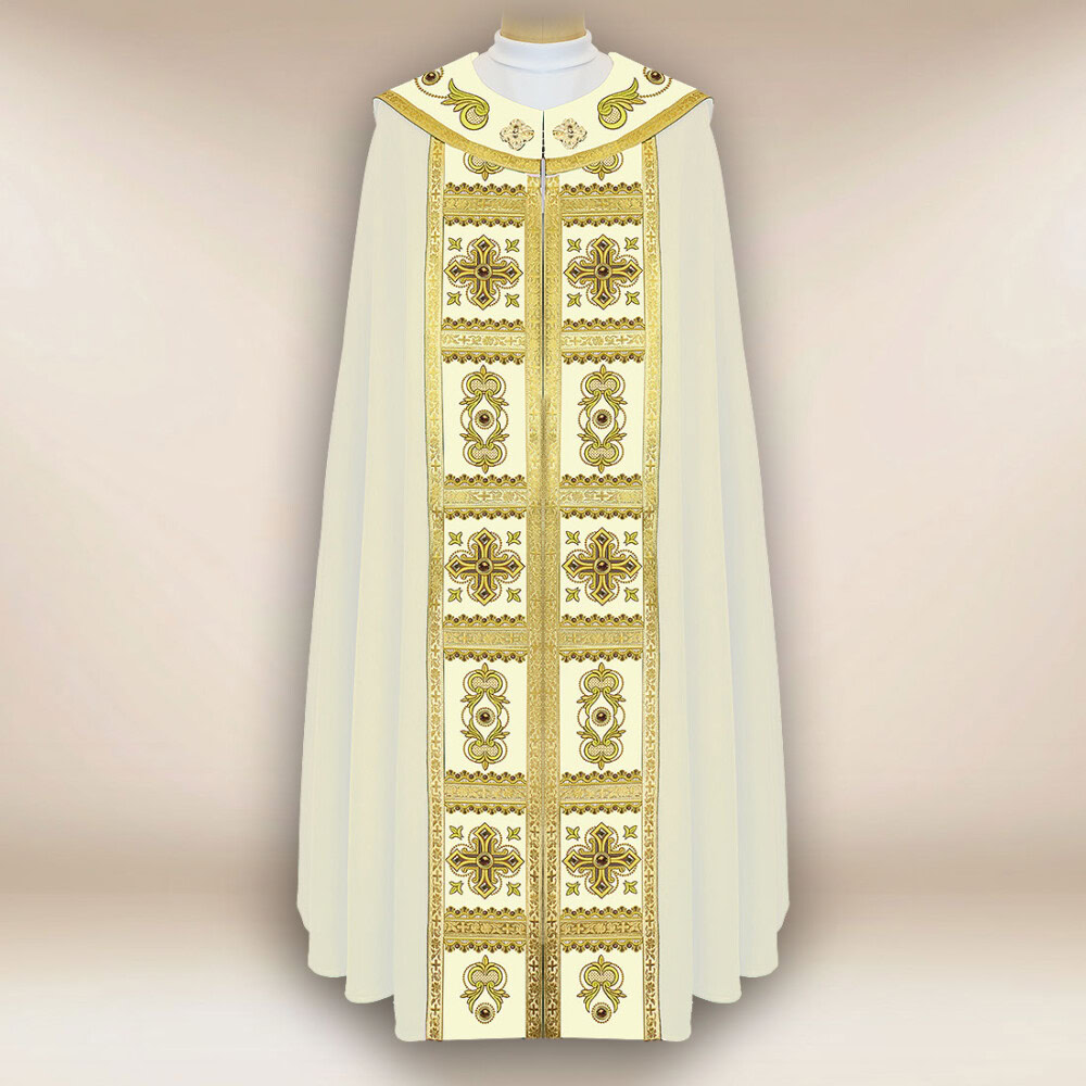 Piviale color ecru con croci