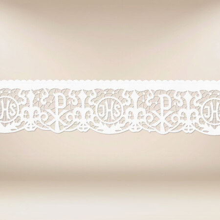 Coroncina ricamata con ricamo bianco motivo IHS