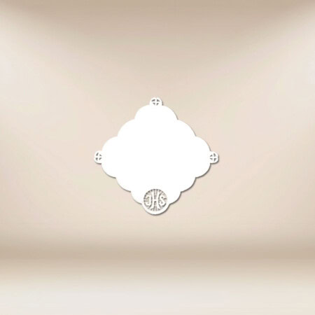 Tovaglia ecclesiastica con ricamo bianco con motivo IHS 32x32 cm