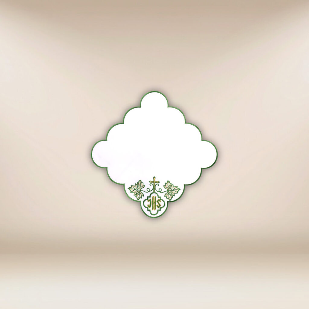 Tovagliolo ricamato "IHS Verde" 32x32