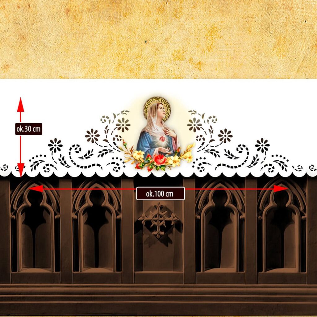 Tovaglia d'altare traforata con immagine foto