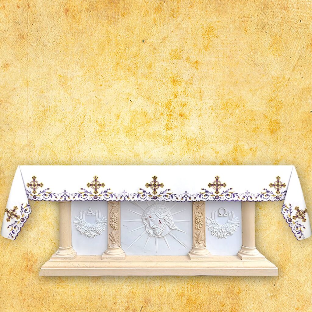 Tovaglia liturgica ricamata quaresimale