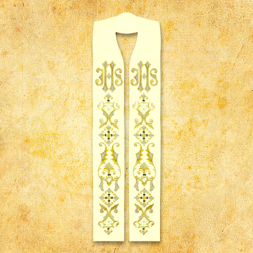 Stola liturgica ecru con IHS