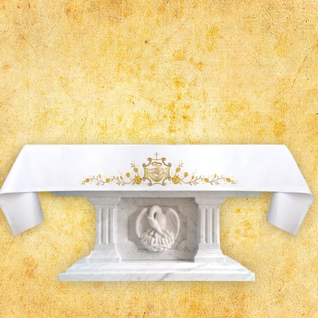 Tovaglia da altare matrimoniale ricamata