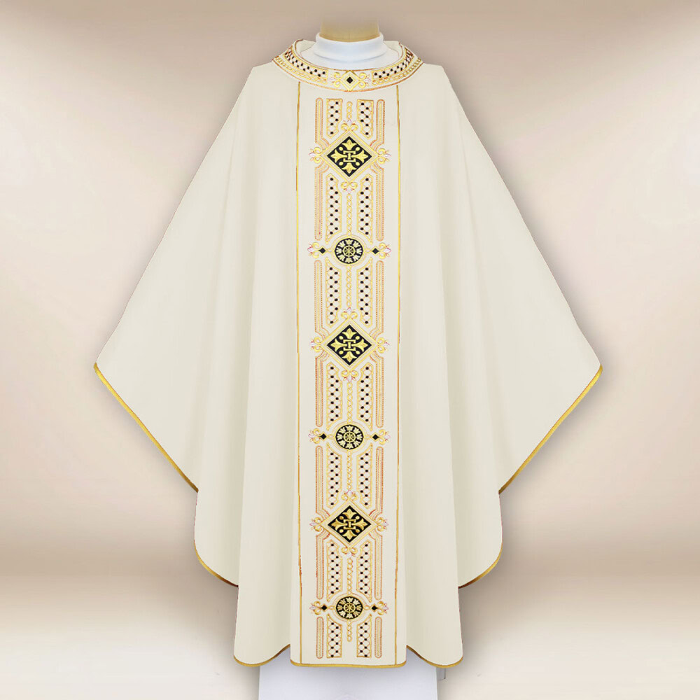 Casula liturgica ecru ricamata