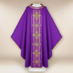 Casula liturgica viola ricamata