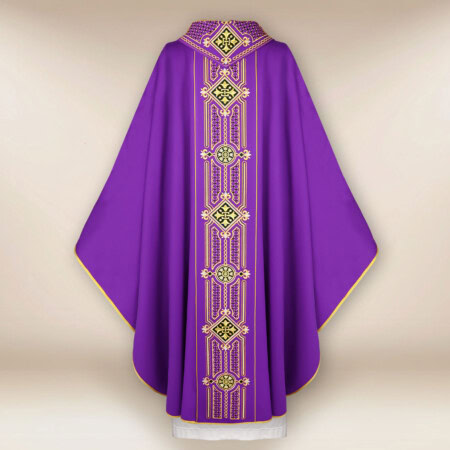Casula liturgica viola ricamata
