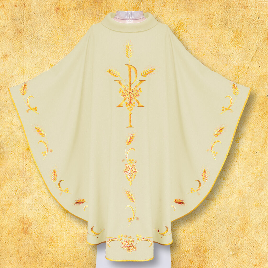 Casula liturgica ecru con PX
