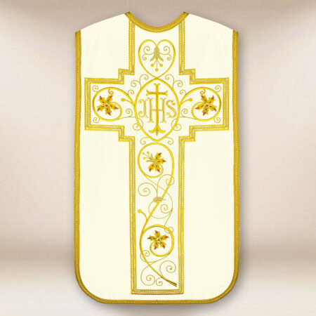 Pianeta ricamata con IHS ecru