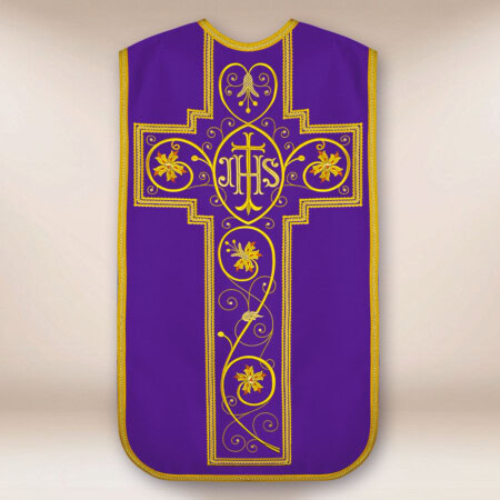 Pianeta ricamata con IHS viola