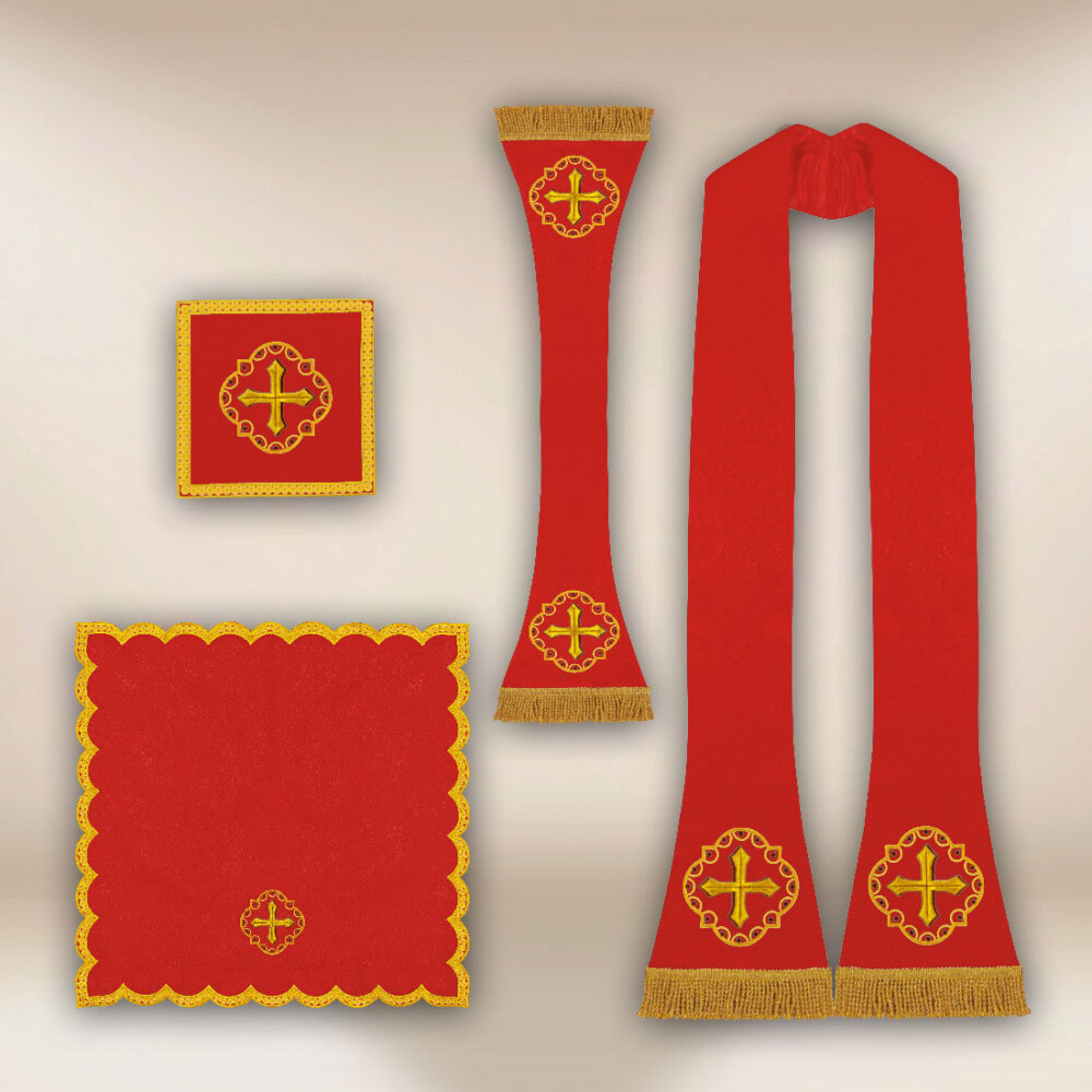 Casula romana ricamata rossa