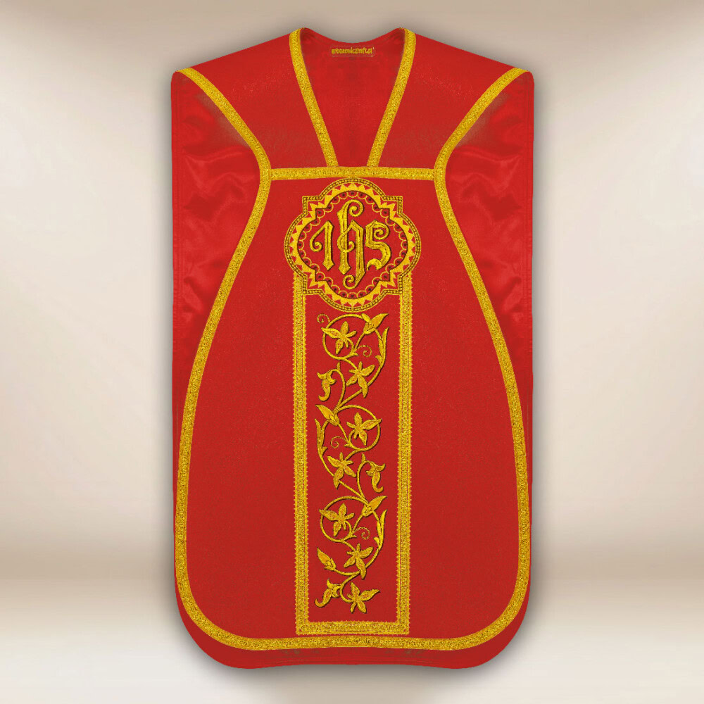 Casula romana ricamata rossa