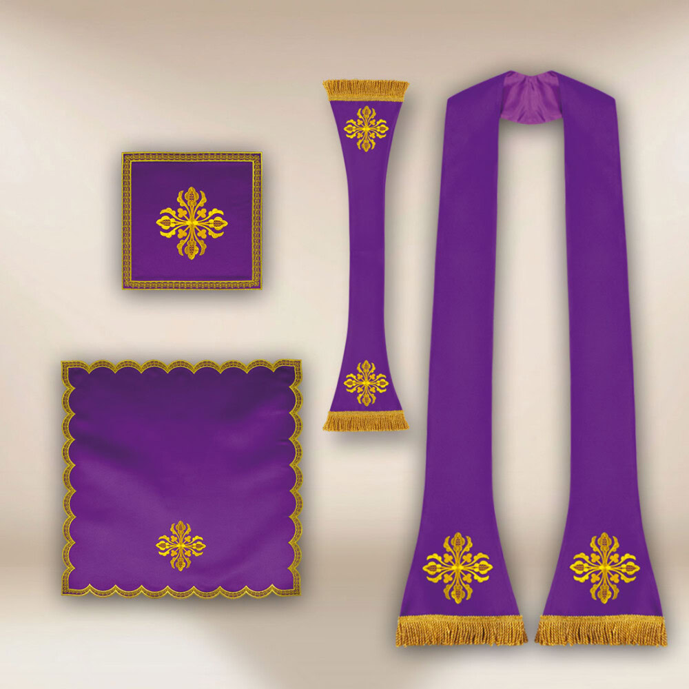 Casula romana ricamata viola