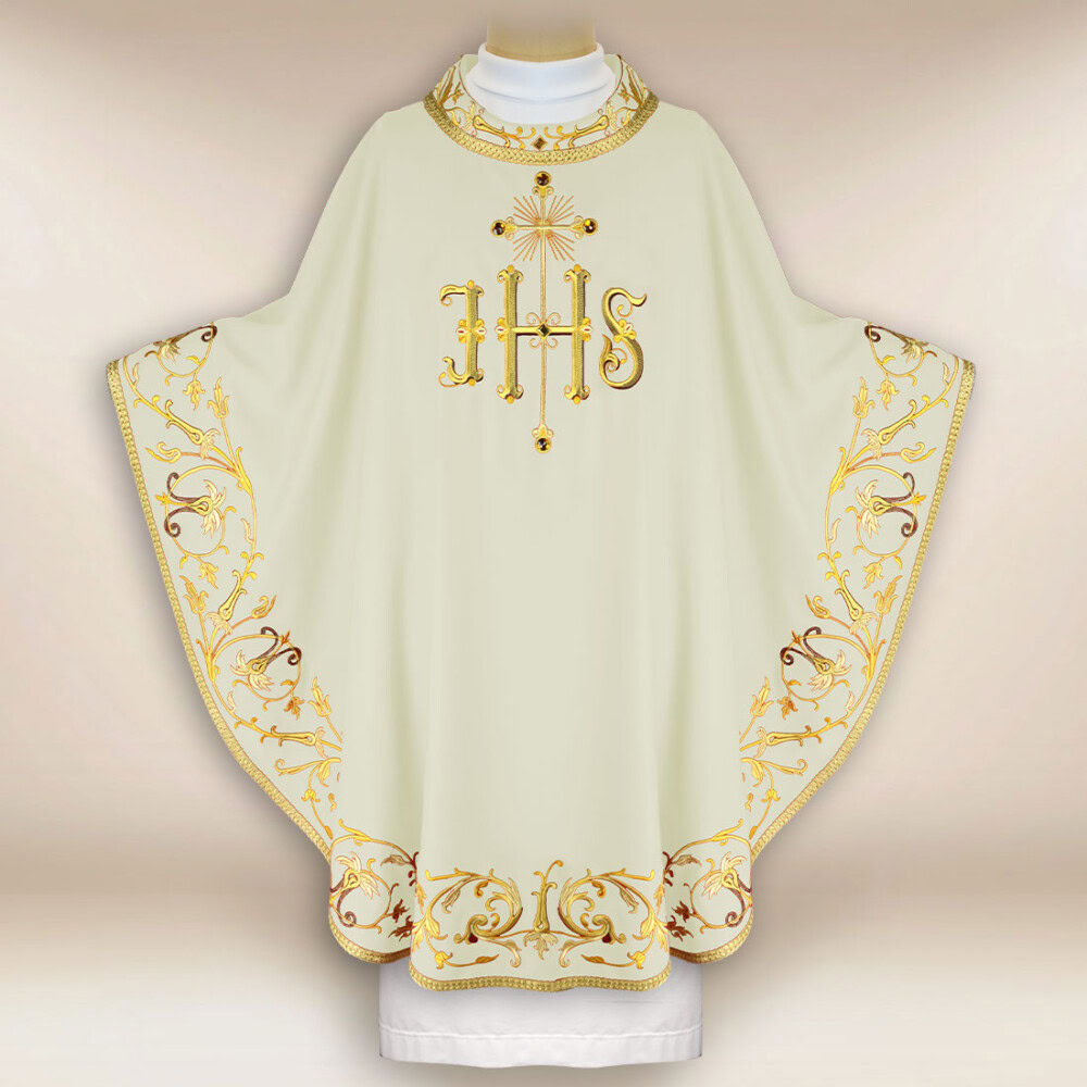 Casula ricamata IHS ecru