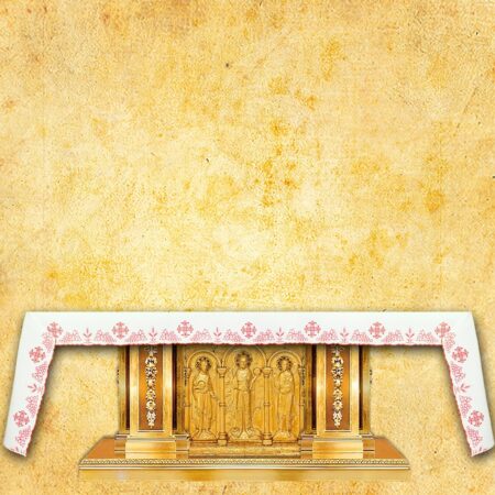 Obrus haftowany "Calvario" czerwony