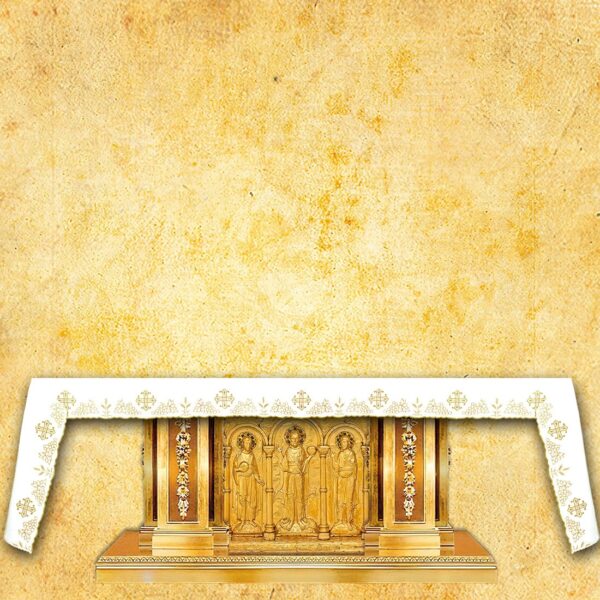 Obrus haftowany "Calvario" złoty