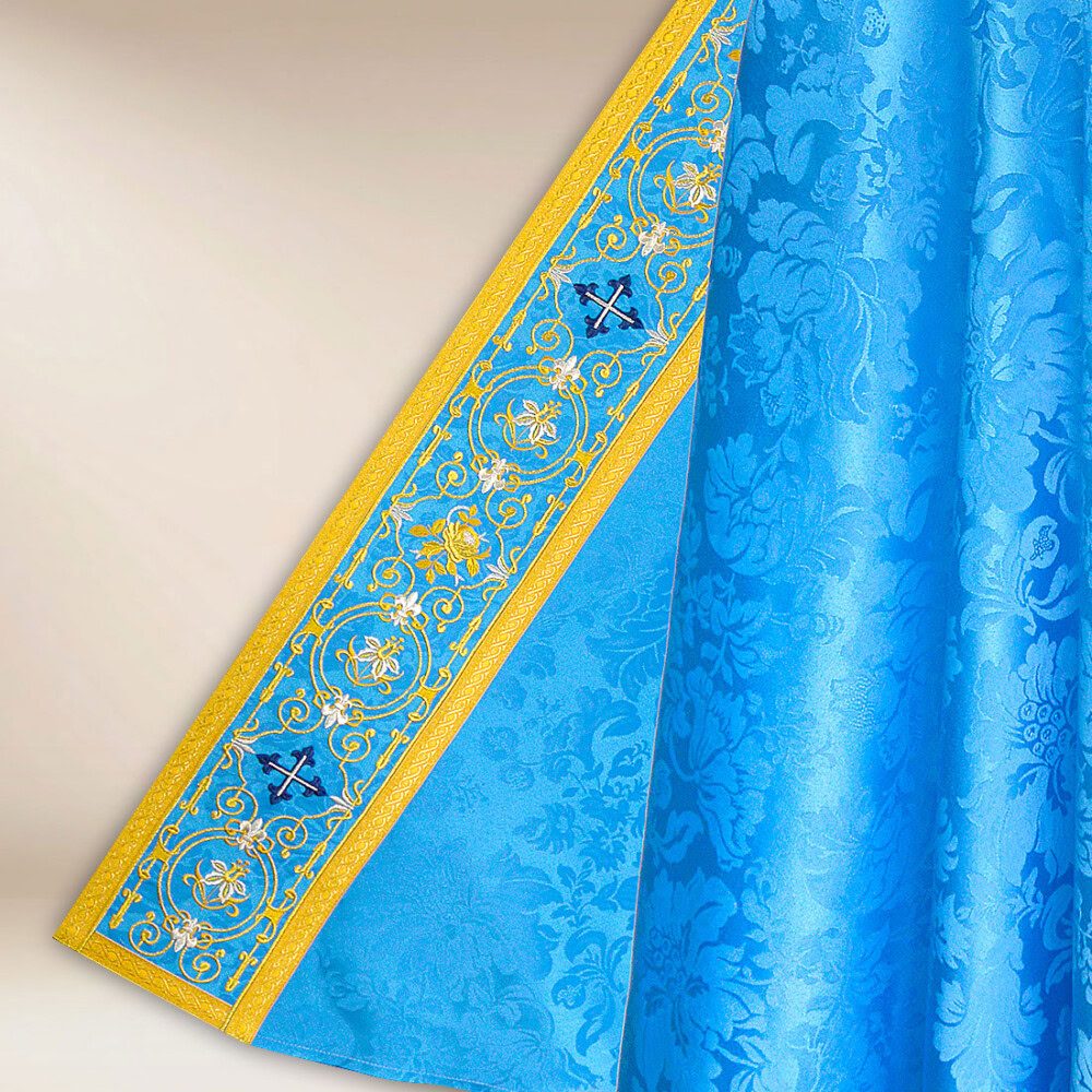 Piviale Mariano ricamato blu