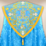 Piviale Mariano ricamato blu