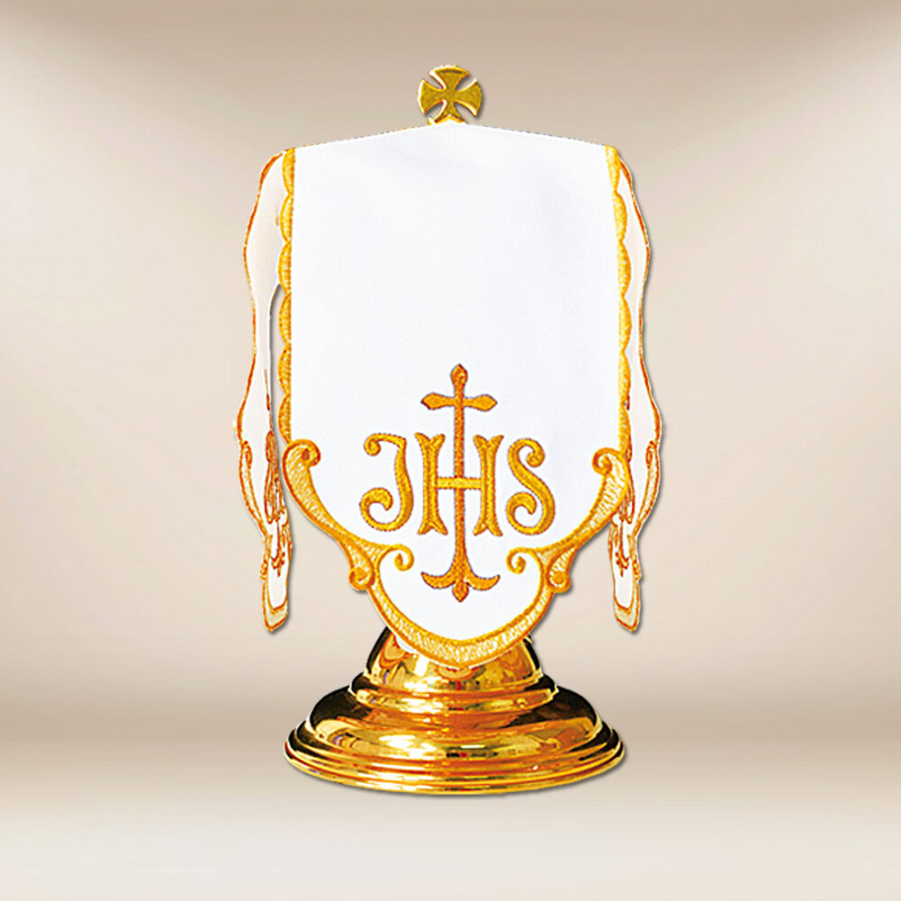 Conopeo copri pisside ricamato IHS