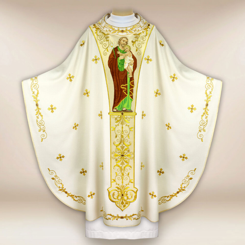 Casula ricamata con l'immagine di San Giuseppe
