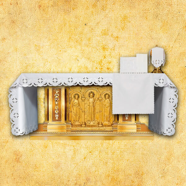 Obrus haftowany "Krzyże w kwadracie - białe"