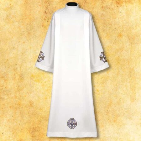 Alba haftowana "Krzyże Jerozolimskie" fioletowe