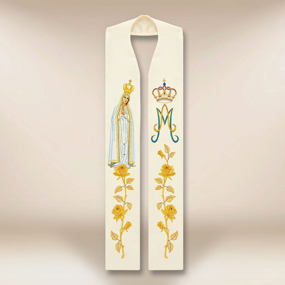 Stola ricamata con l'immagine Madonna di Fatima