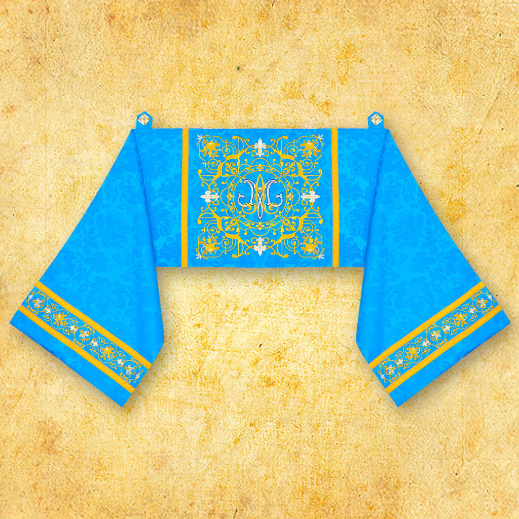 Velo Omerale mariano ricamato blu