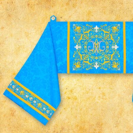 Velo Omerale mariano ricamato blu