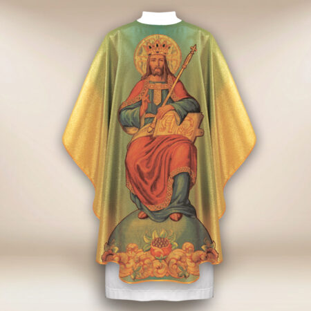 Casula dorata con l'immagine di Cristo Re
