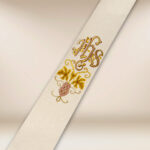 Stola ricamata per diaconi ecru con IHS