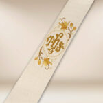 Stola ricamata per diaconi ecru IHS