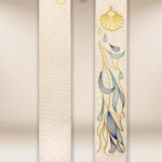 Stola ricamata per il battesimo ecru