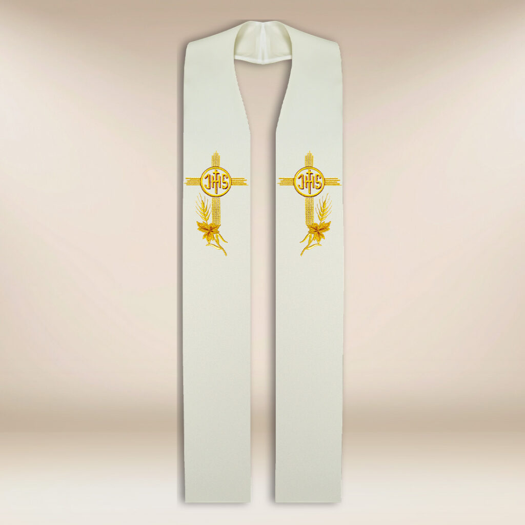 stola liturgica IHS ecru