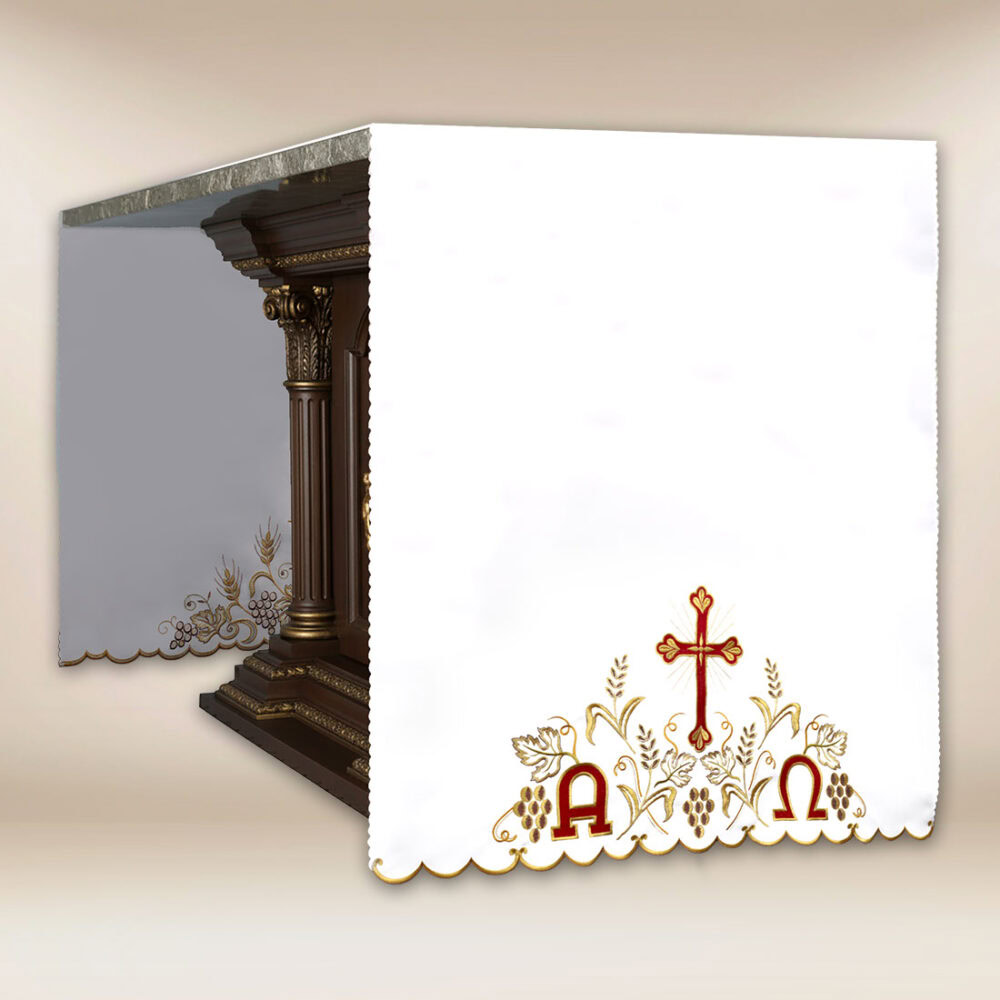 Tovaglia Alfa Omega ricamata sui lati